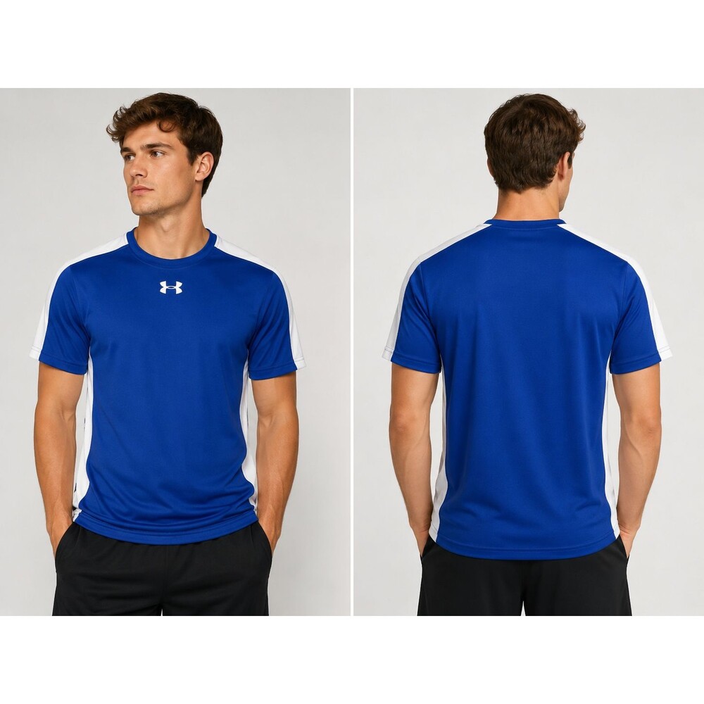 Under Armour HeatGear Shirt Mens Sz Small Blue White Athletic Training Tee